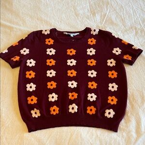 Harkel Floral Patterned Sweater - Burgundy and Orange